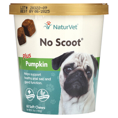 

NaturVet, No Scoot, Plus Pumpkin, For Dogs, 60 Soft Chews, 6.3 oz (180 g)