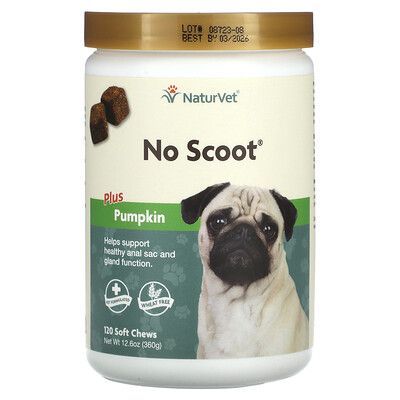 

NaturVet No Scoot Plus Pumpkin, для собак, 120 жевательных таблеток, 360 г (12,6 унции)