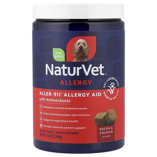 NaturVet, Aller-911®, Allergy Aid + Antioxidants, For Dogs, Bacon & Chicken, 180 Soft Chews, 13.9 oz (396 g)