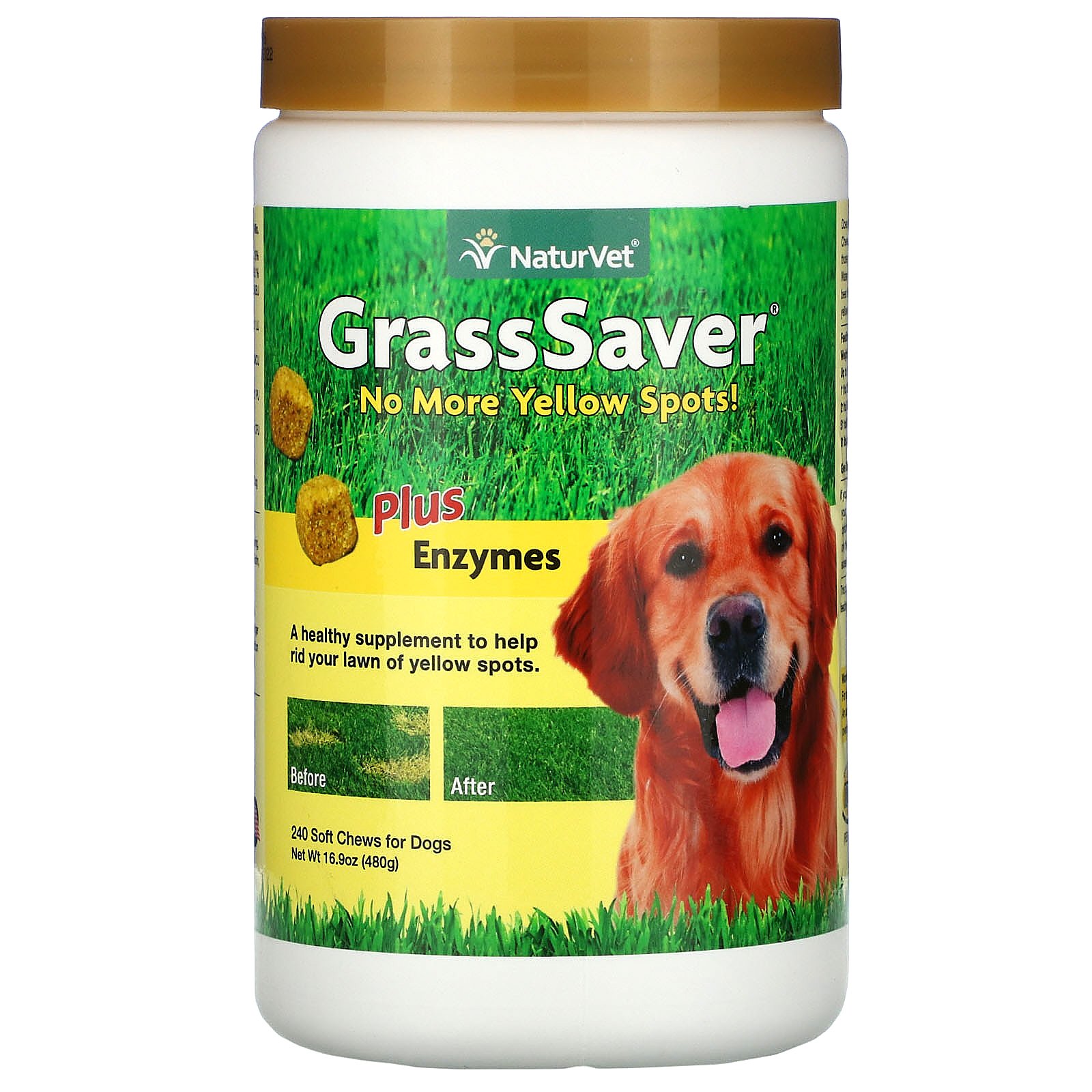 NaturVet, GrassSaver Plus Enzymes, For Dogs, 240 Soft Chews, 16.9 Oz ...