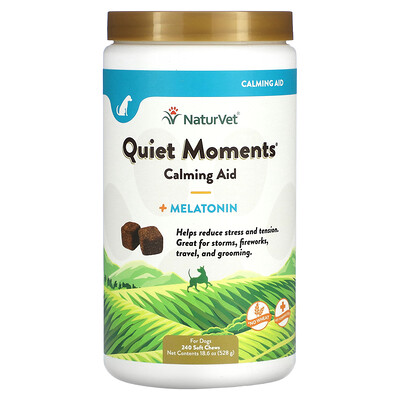 

NaturVet Quiet Moments Calming Aid Plus Melatonin For Dogs 240 Soft Chews 18.6 oz (528 g)