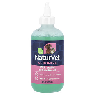 NaturVet, Ear Wash with Tea Tree Oil, For Dogs & Cats, 8 fl oz (236 ml)