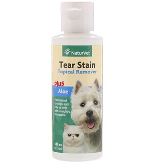 NaturVet, Tear Stain, Limpiador tópico con aloe, Para perros y gatos, 118 ml (4 oz. líq.) 