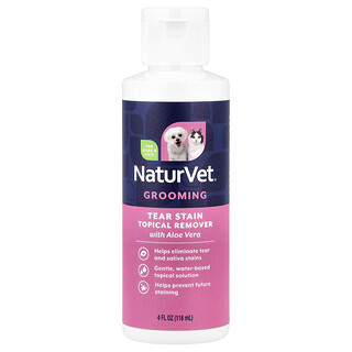 NaturVet, Eliminador de manchas de lágrimas, Tópico, Aloe, Para perros y gatos, 118 ml (4 oz. líq.)