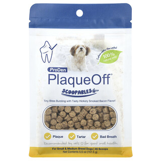 ProDen PlaqueOff® Scoopables，适合中小型犬，山胡桃木烟熏培根味，5.5 盎司（157.5 克）