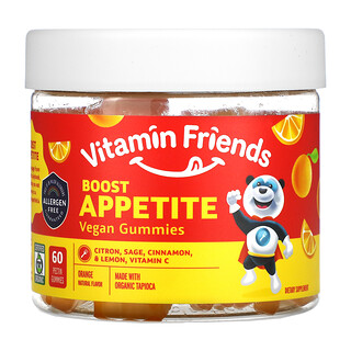 Vitamin Friends, Веганские жевательные конфеты для повышения аппетита, апельсин, 60 жевательных конфет с пектином
