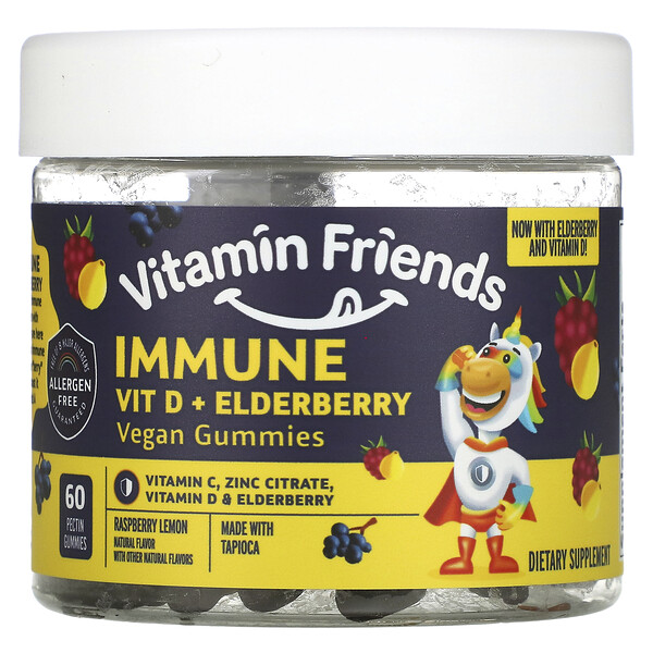 Vitamin Friends‏, סוכריות גומי פרוביוטיות לחיזוק מערכת החיסון, בטעם תפוז, 60 סוכריות גומי פקטין