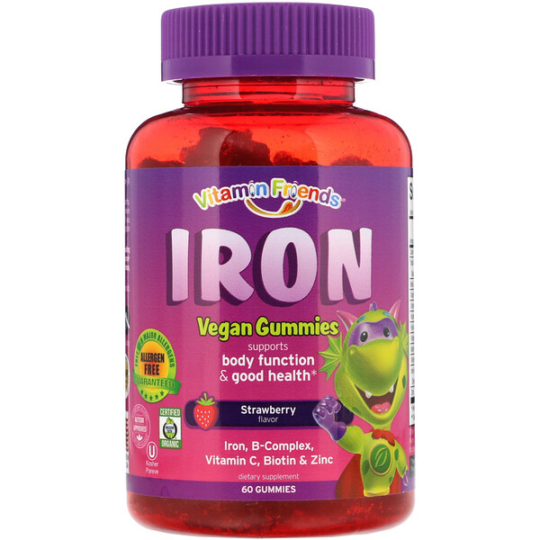 Vitamin Friends, Iron Vegan Gummies, Strawberry Flavor, 60 Pectin