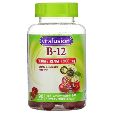 VitaFusion Extra Strength B-12 Натуральный вишневый вкус 1 500 мкг 90 жевательных таблеток