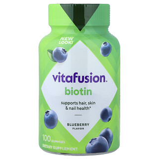 VitaFusion, Gomitas de biotina, Arándano azul, 100 gomitas (2500 mcg por gomita)