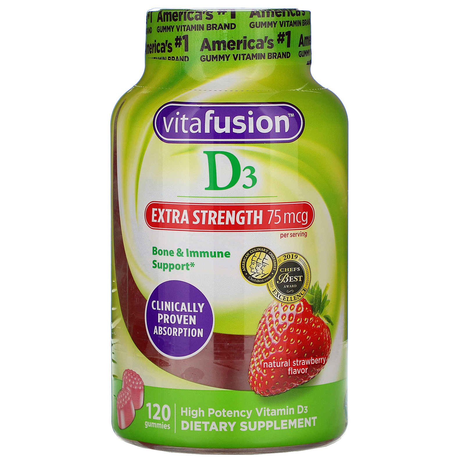 VitaFusion, Extra Strength D3, Bone & Immune Support, Natural ...