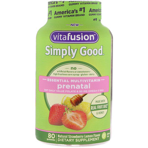 ВитаФьюжен, Simply Good, Prenatal Essential Multivitamin, Natural Strawberry Lemon Flavor, 80 Gummies отзывы