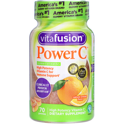 VitaFusion Power C, High Potency Vitamin C, Natural Orange Flavor, 70 Gummies