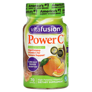 VitaFusion, 能量 C，優效維生素 C，天然柳丁味，70 粒軟糖