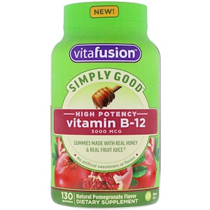 Отзывы о ВитаФьюжен, Simply Good, Vitamin B-12, Natural Pomegranate Flavor, 3,000 mcg, 130 Gummies