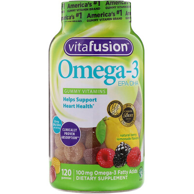 VitaFusion Витаминный комплекс для взрослых с омега-3-полиненасыщенными жирными кислотами, ЭПК/ДГК (EPA/DHA), 120 жевательных пастилок