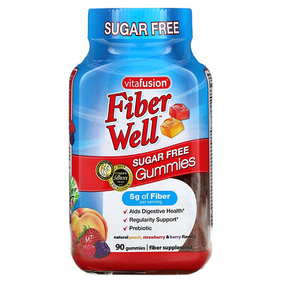 

VitaFusion Fiber Well персик клубника ягоды 90 жевательных таблеток