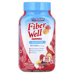 Fiber Well™, жувальні таблетки, персик, полуниця та ягоди, 90 шт
