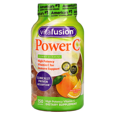 

VitaFusion Power C витамин C с высокой эффективностью действия натуральный апельсиновый вкус 150 жевательных таблеток