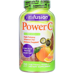 Отзывы о ВитаФьюжен, Power C, High Potency Vitamin C, Natural Orange Flavor, 150 Gummies