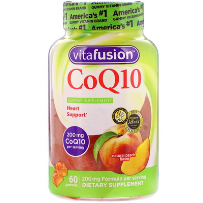 VitaFusion CoQ10, Natural Peach Flavor, 200 mg, 60 Gummies