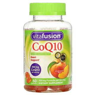 VitaFusion, コエンザイムQ10、天然ピーチ味、200mg、グミ60粒