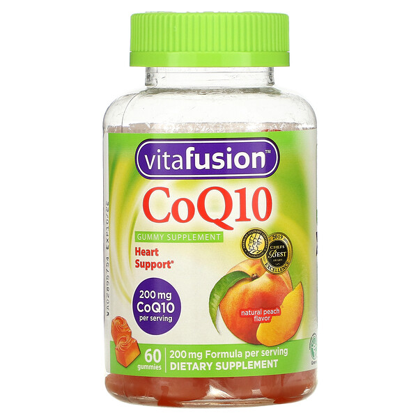 VitaFusion, CoQ10, Sabor natural a melocotón, 100 mg, 60 gomitas