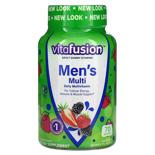 VitaFusion, Multivitamines complètes pour hommes, Parfum fruits rouges naturels, 70 gommes