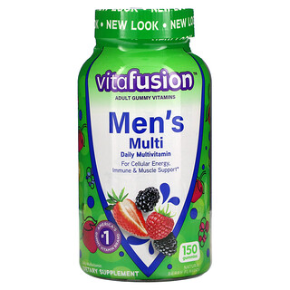 VitaFusion, Suplemento multivitamínico completo para hombres, Sabor a bayas naturales, 150 gomitas