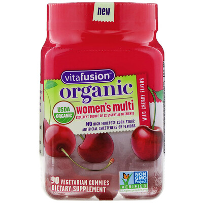 VitaFusion Organic Women's Multi, Wild Cherry, 90 Vegetarian Gummies