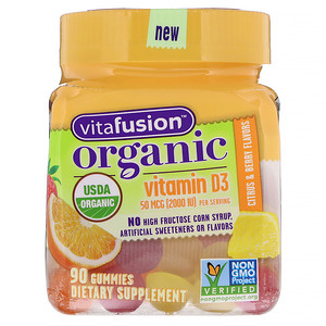 Отзывы о ВитаФьюжен, Organic Vitamin D3, Citrus & Berry, 50 mcg (2000 IU), 90 Gummies