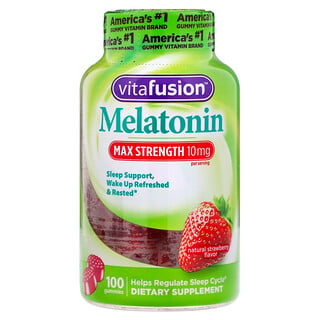 VitaFusion, Melatonin القوة القصوى، بنكهة الفراولة النقية، 5 جم،100 حبة علكة