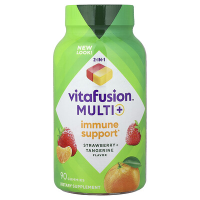 VitaFusion, Gomitas con vitaminas, Mandarina y fresa, 90 gomitas