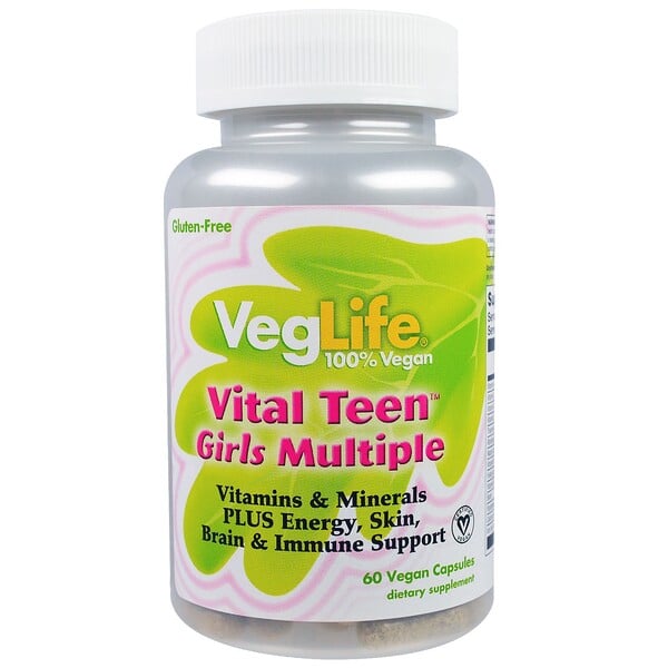 VegLife, Vital Teen Girls Multiple, 60 Vegan Capsules