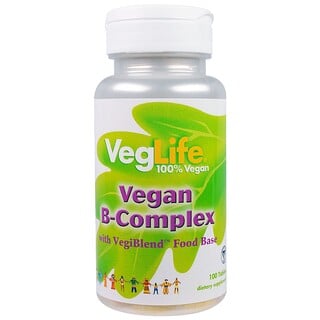 VegLife, веганский комплекс витаминов группы B, 100 таблеток