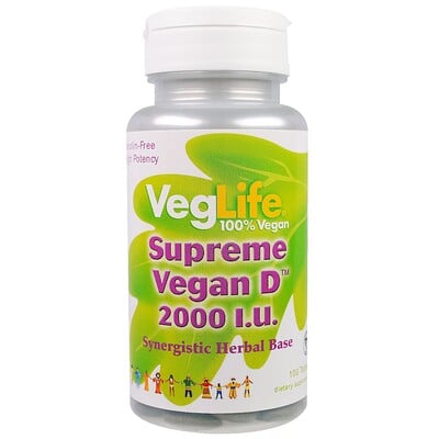 VegLife Supreme Vegan D, 2,000 IU, 100 Tablets