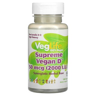 VegLife, Supreme Vegan D（スプリームヴィーガンD）、2,000 IU、タブレット100粒