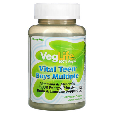 

VegLife Vital Teen, витаминный комплекс для мальчиков, 60 растительных капсул