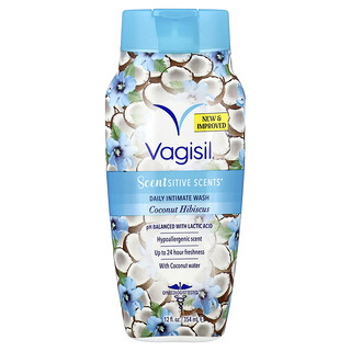 فاجيسيل‏, Scentsitive Scents® ، غسول يومي للمناطق الحساسة ، بجوز الهند والكركديه ، 12 أونصة سائلة (354 مل)