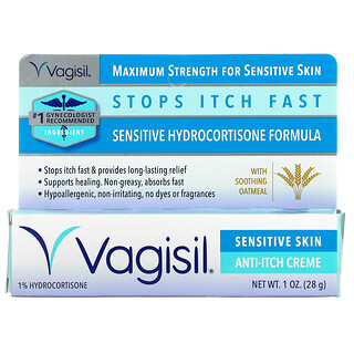 Vagisil, 緩解瘙癢霜，特強型，敏感肌膚，1 盎司（28 克）
