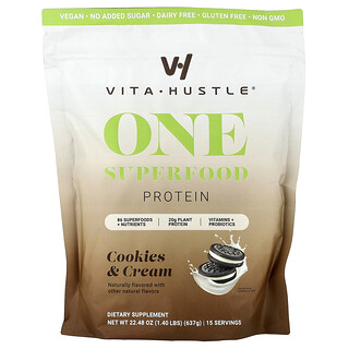فيتاهاسل‏, One Superfood Protein ، بسكويت وكريمة ، 1.40 رطل (637 جم)