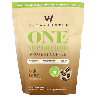 VitaHustle, One Superfood Protein Coffee, Cafe Latte, 1.47 lbs (670 g)