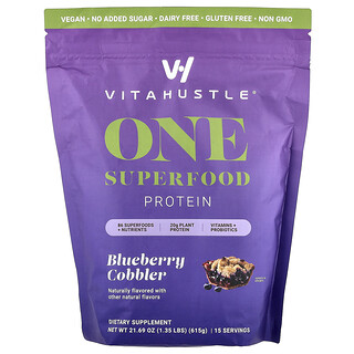 VitaHustle, One Superfood Protein, Blueberry Cobbler, 615 g (1,35 pon)