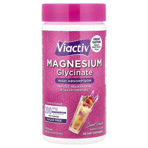 Viactiv Magnesium Glycinate, Sugar Free, Sweet Peach, 8.3 oz (234 g)