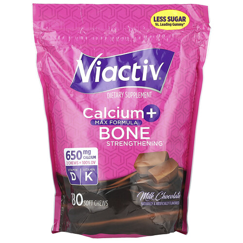 Viactiv Calcium + Bone Strengthening, Max Formula, Milk Chocolate, 180 Soft Chews