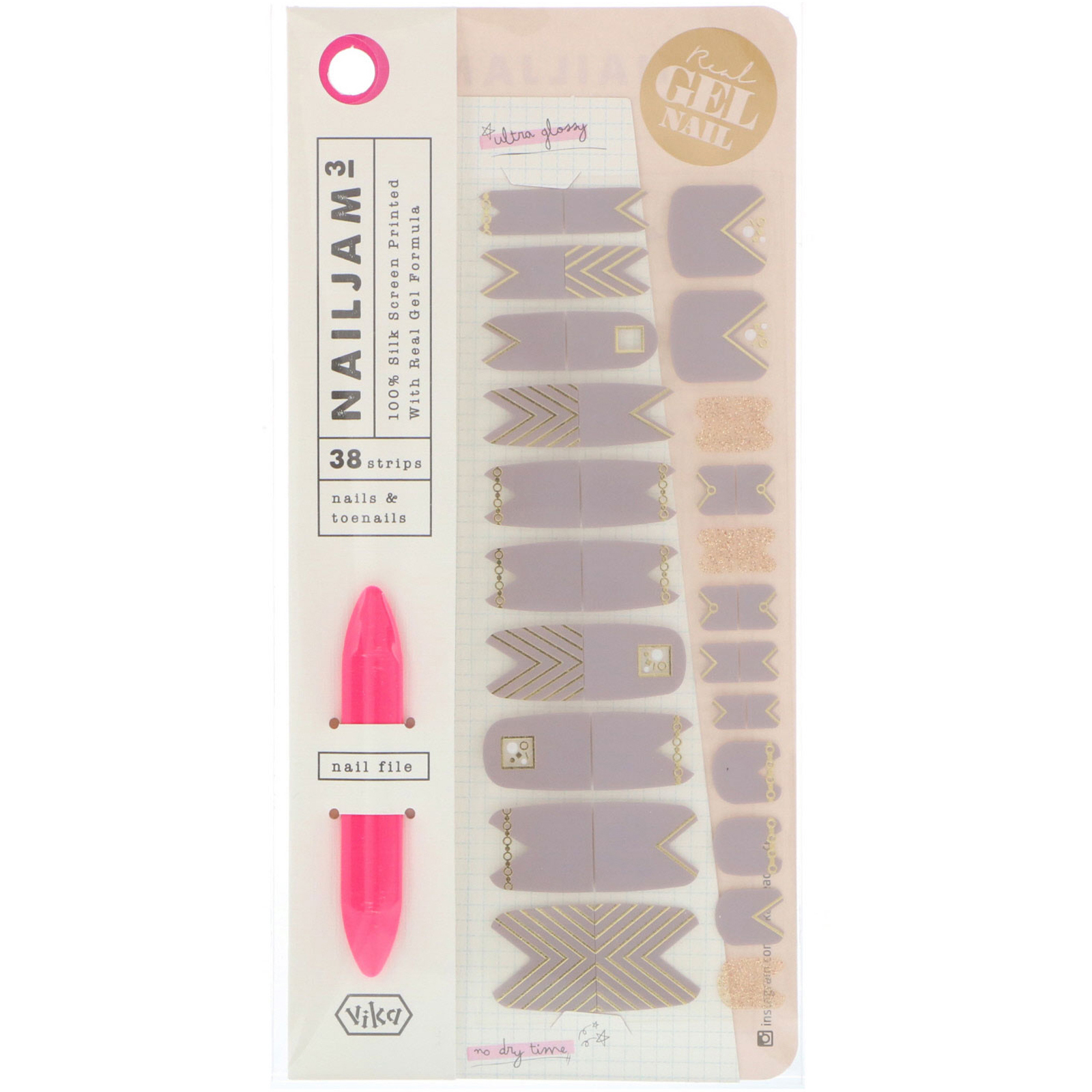 Vika Nailjam, Gel Nail Strips For Nails & Toenails, Posh Affair, 38