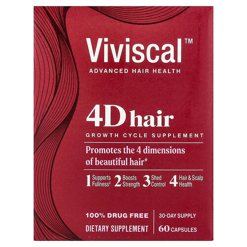 Viviscal 4D Hair Growth Cycle Supplement, 60 Capsules