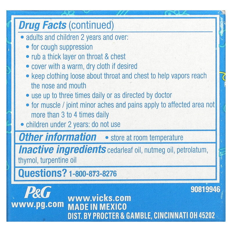 Vicks, Children's VapoRub, Ointment, Cough Suppressant, 2+ Years, 1.76