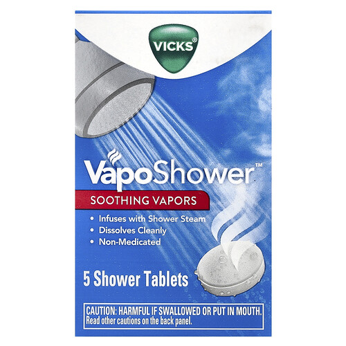 Vicks, VapoShower™, verzachtende dampen, 5 douchetabletten