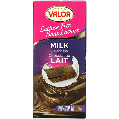 Valor Молочный шоколад, без лактозы, 3,5 унции (100 г)